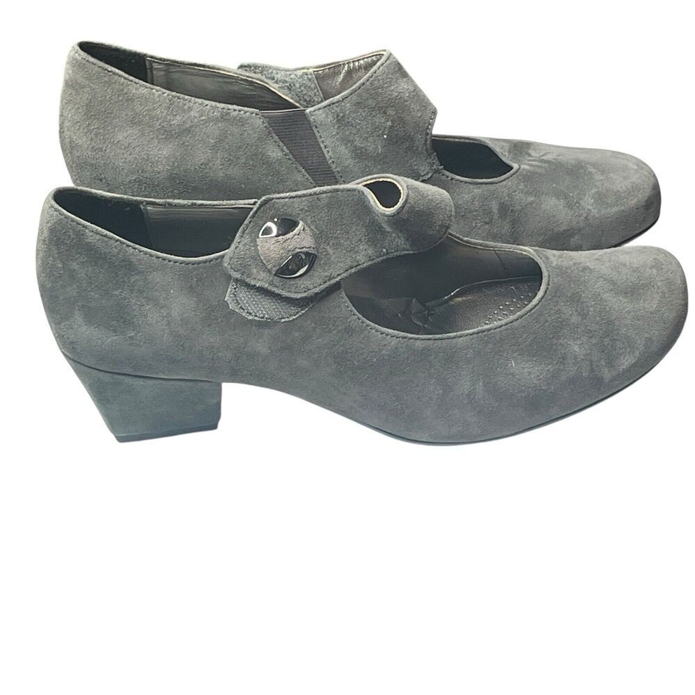 ara Women's Black‎ Mary Janes Heels Size 9.5 Leather Comfortable Walking Shoe